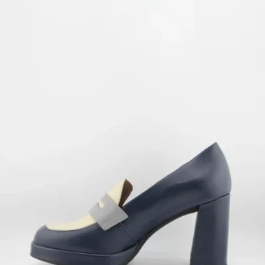 Wonders Block Heel Leather Penny Loafers